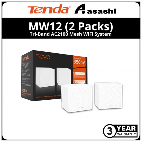 TENDA MW12(2 Packs) Tri-Band AC2100 Mesh WiFi System