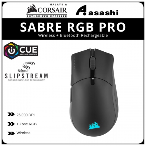 Corsair SABRE RGB PRO Wireless + Bluetooth Gaming Mouse w/ SLIPSTREAM