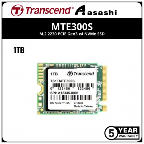Transcend MTE300S 1TB M.2 2230 PCIE Gen3 x4 NVMe SSD - TS512GMTE300S (Up to 2000MB/s Read & 1650MB/s Write)