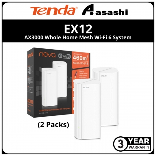 Tenda EX12 (2 Packs) AX3000 Whole Home Mesh Wi-Fi 6 System