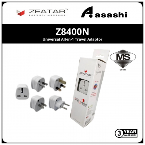 Zeatar Z8400N Universal All-in-1 Travel Adaptor (3yrs Limited Warranty)