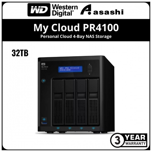 WD My Cloud PR4100 32TB 4-Bay NAS Storage (WDBNFA0320KBK-SESN)