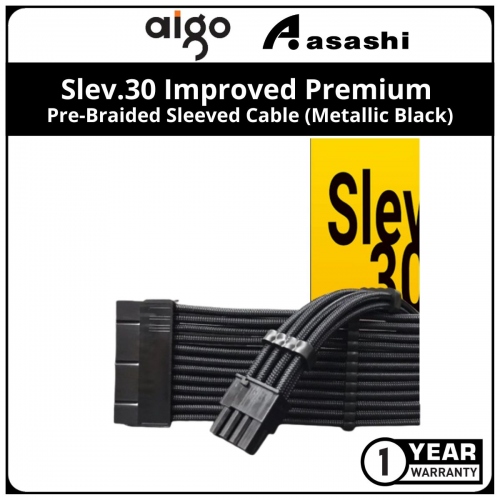 (New) Slev.30 Improved Premium Pre-Braided Sleeved Cable (Metallic Black)