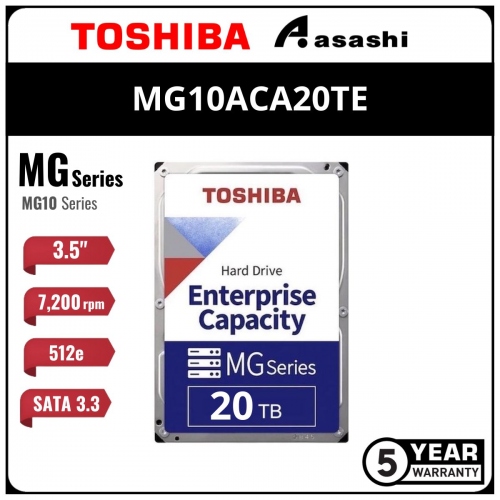 Toshiba 20TB 7200rpm 512e Enterprise Internal Harddisk (MG10ACA20TE)