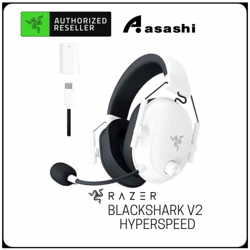 Razer BlackShark V2 HyperSpeed - White (HS Wireless/BT/USB Wired, Triforce Tit. Drivers, HyperClear Mic, THX Spatial Audio)