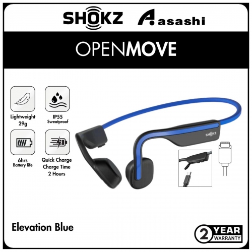 SHOKZ OpenMove (Elevation Blue) Bluetooth Wireless Bone Conduction Wireless Sports Headphones