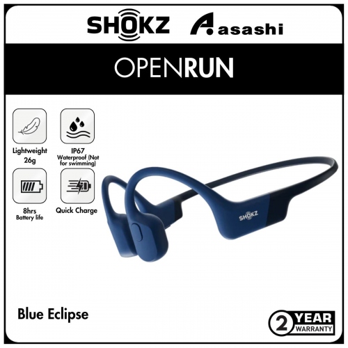 SHOKZ OpenRun (Blue Eclipse) Bone Conduction Bluetooth IP67 Wireless Sports Headphones