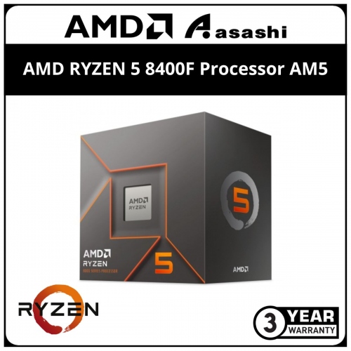 AMD RYZEN 5 8400F Processor AM5 (16M Cache, 6C12T, up to 4.7Ghz) AMD Ryzen™ AI