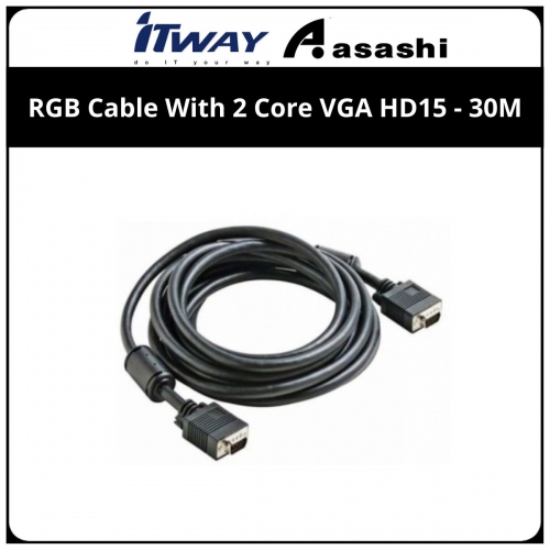 ITWAY (US02633) RGB Cable With 2 Core VGA HD15 M/M - 30m (1 week Limited Hardware Warranty)
