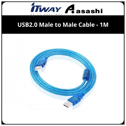 ITWAY (US02558) USB2.0 Male to Male Cable – 1.0m (1 week Limited Hardware Warranty)