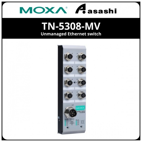 MOXA TN-5308-MV Unmanaged Ethernet switch with 8 10/100BaseT(X) ports with M12 connectors