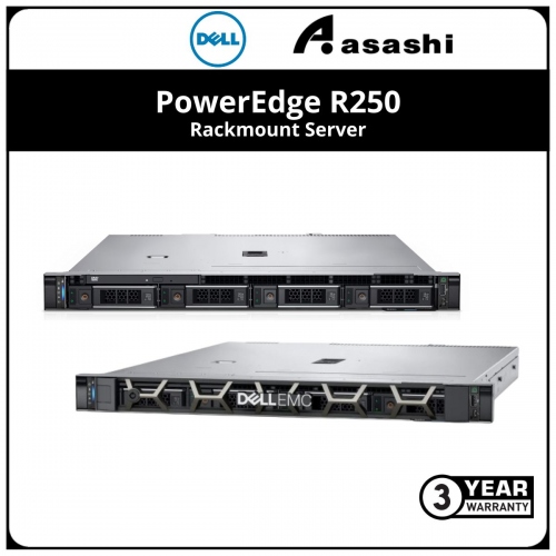 Dell PowerEdge R250 Rackmount Server-R250-E2324G-8GB-2T-355-3YRSNBD-(Intel Xeon E-2324G/8GB DDR4/2TB SATA HDD/PERC H355 RAID/DVDRW/3Y)