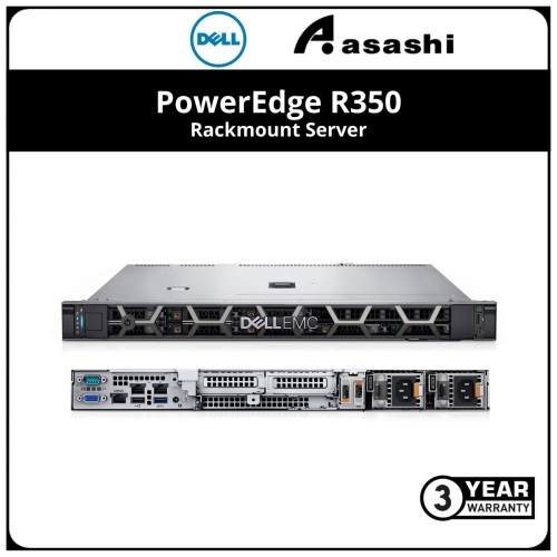 Dell PowerEdge R350 Rackmount Server-R350-E2324G-8GB-600B-355-3YNBD-(Intel Xeon E-2324G/8GB DDR4/600GB/PERC H355 RAID/3Y)