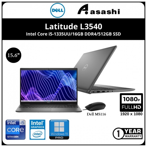 Dell Latitude L3540 CTO Commercial Notebook-3700000862948.4-(Intel Core i5-1335UU/16GB DDR4/512GB SSD/15.6