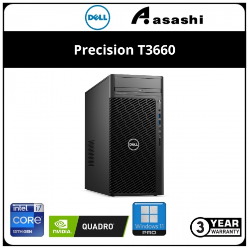 Dell Precision T3660-I77016G256+1TB-T400-W11 Workstation (Intel Core i7-13700/16GB D5(8*2)/256GB+1TB HDD/Nvidia Quodro T400 4GB Graphic/Keyboard & Mouse/Win11Pro/3Y)