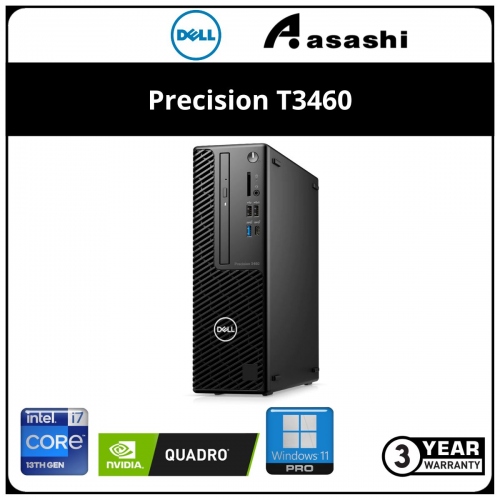 Dell Precision T3460-I77016G512+1TB-T400-W11 SFF Workstation (Intel Core i7-13700/16GB D5(1 Extra Slot)/512GB SSD + 1TB HDD/DVD-RW/Quadro T400 4GB Graphic/Keyboard & Mouse/Win11Pro/3Y)