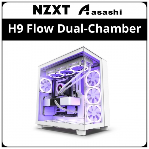 NZXT H9 Flow Dual-Chamber ATX Case (2x Fan) - Matte White