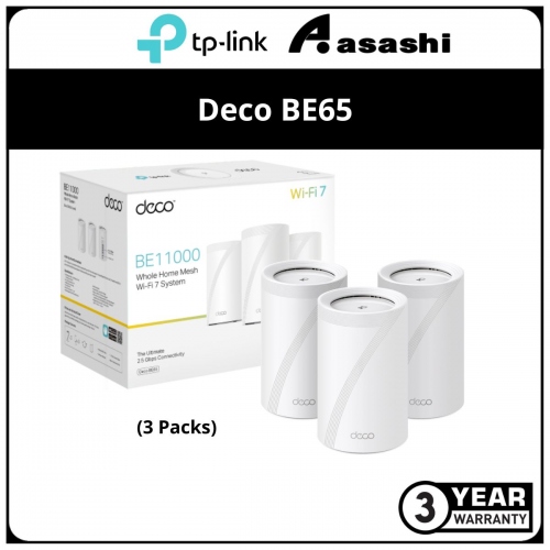 Tp-Link Deco BE65(3 Packs) BE11000 Whole Home Mesh WiFi 7 System