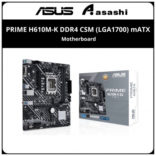 ASUS PRIME H610M-K DDR4 CSM (LGA1700) mATX Motherboard (VGA, HDMI, M.2)