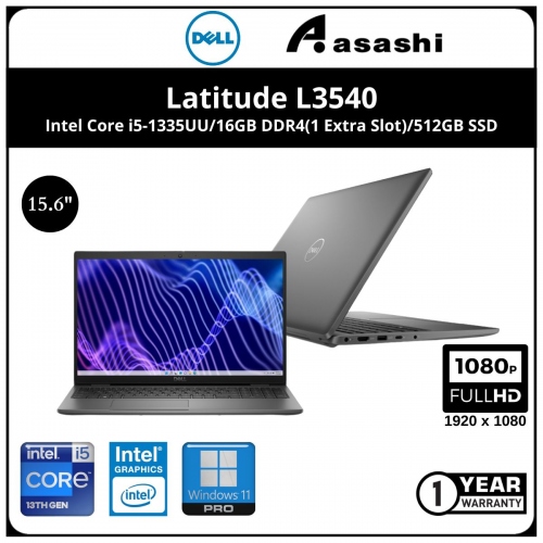 Dell Latitude L3540-I53516G-512-W11 Commercial Notebook (Intel Core i5-1335UU/16GB DDR4(1 Extra Slot)/512GB SSD/15.6