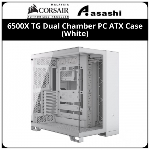Corsair 6500X TG Dual Chamber PC ATX Case (Type C, 4x USB, AUX) - White