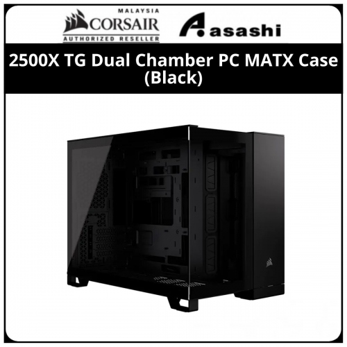 Corsair 2500X TG Dual Chamber PC MATX Case (Type C, 2x USB, AUX) - Black