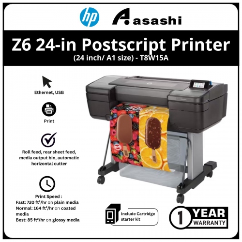 HP DesignJet Z6 24-in Postscript® Printer (24 inch/ A1 size)