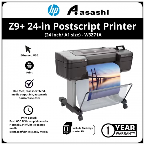 HP DesignJet Z9+ 24-in Postscript® Printer (24 inch/ A1 size)