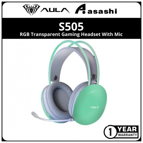 AULA S505 (Green) RGB Transparent Gaming Headset with Mic