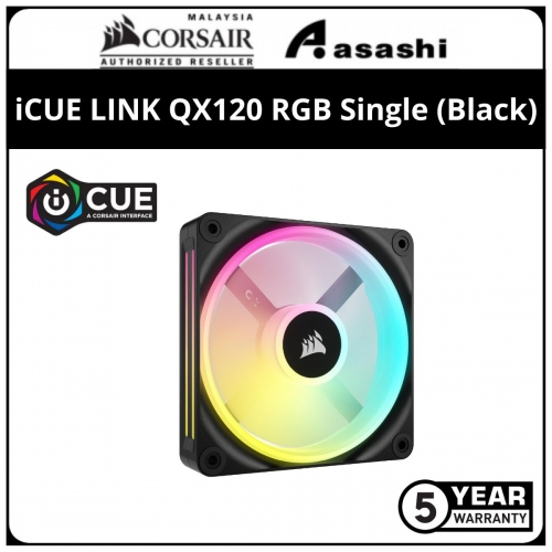 Corsair iCUE LINK QX120 RGB Single (Black) 2400RPM 120mm PWM Fan - 5 Years Warranty