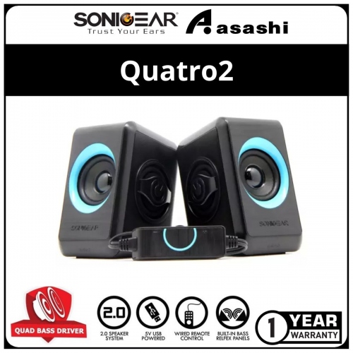 Sonic Gear Quatro 2 (Turquila) USB2.0 Powered Speaker (1 yrs Limited Hardware Warranty)