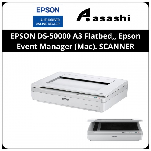 EPSON DS-50000 A3 Flatbed, Flatbed: 600 x 600 dpi, 4-line colour CCD, (Optional Ethernet). Software bundled: Epson Scan, ABBYY FineReader (Win/Mac), Document Capture Pro (Win), Epson Event Manager (Mac). SCANNER
