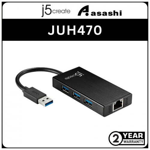 J5Create JUH470 Gigabit Ethernet & 3port USB3.0 Hub Multi Converter (2 yrs Limited Hardware Warranty)