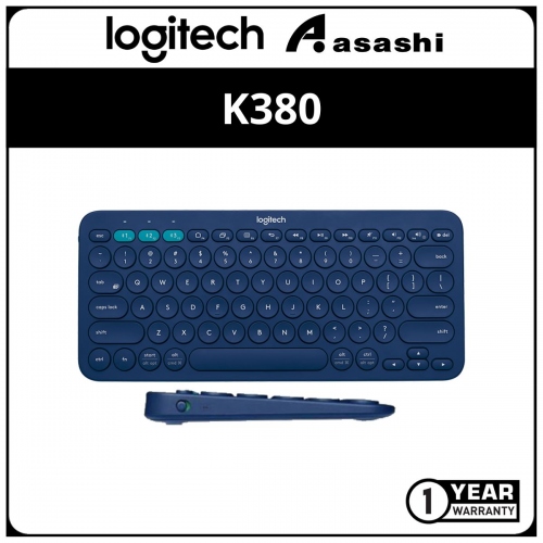 Logitech K380-Blue Multi-Device Bluetooth Keyboard (1 yrs Limited Hardware Warranty)