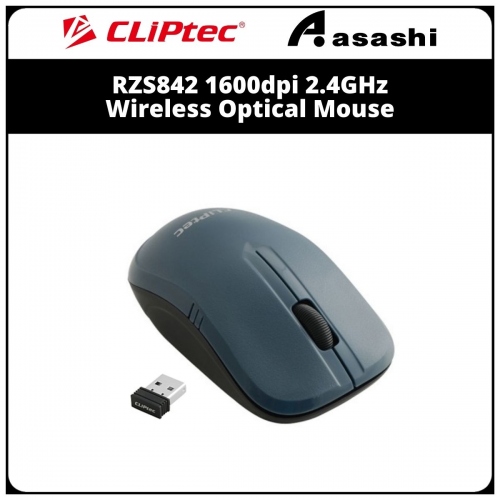 Cliptec RZS842-02(Grey) 1600dpi 2.4GHz Wireless Optical Mouse (3 month Limited Hardware Warranty)