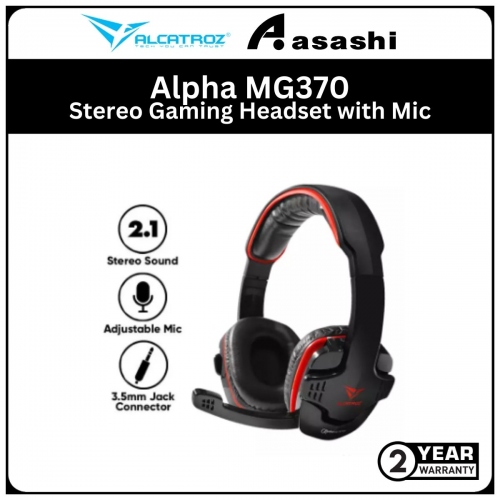 Alcatroz Alpha MG370-Black/Red Stereo Gaming Headset with Mic (1 yrs Limited Hardware Warranty)