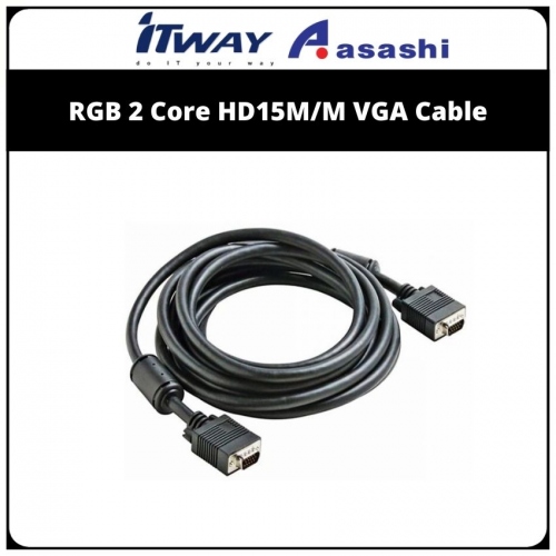 ITWAY (US02576) RGB 2 Core HD15M/M VGA Cable - 2m (1 week Limited Hardware Warranty)