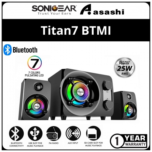 Sonic Gear Titan 7 PRO BTMI Bluetooth Speaker 50W with 5 Inch Bass Driver | FM Radio | USB Playback | SD Card
