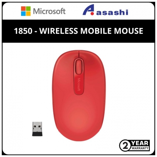 Microsoft 1850-Flame Red Wireless Mobile Mouse - U7Z-00035 (2 yrs Limited Hardware Warranty)