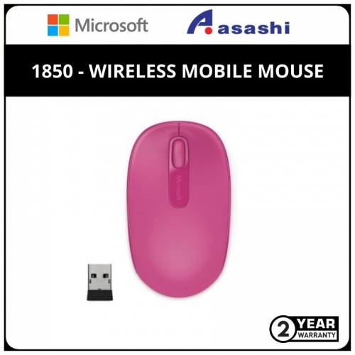 Microsoft 1850-Magenta Pink Wireless Mobile Mouse - U7Z-00066 (2 yrs Limited Hardware Warranty)