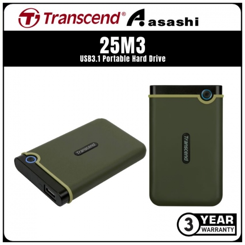 Transcend Storejet 25M3-Green 1TB USB3.1 Portable Hard Drive - TS1TSJ25M3G