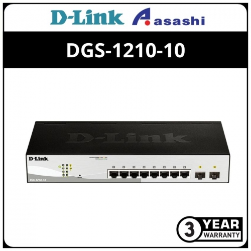 D-Link DGS-1210-10 8 Port Web Smart 10/100/1000Mbps Gigabit Switch + 2 SFP Port