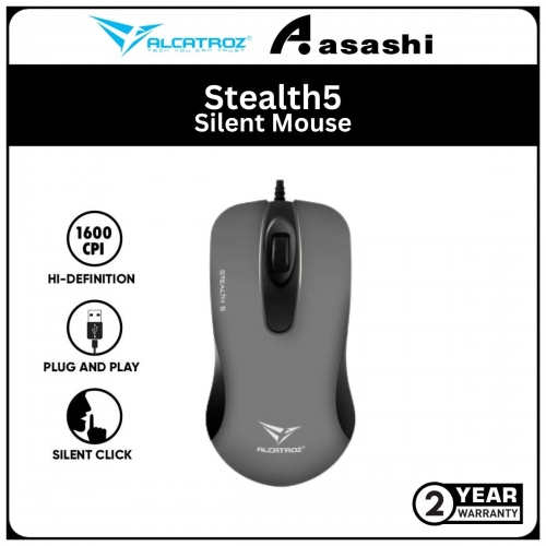 Alcatroz Stealth5-Grey Silent Mouse (1 yrs Limited Hardware Warranty)