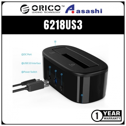 ORICO 6218US3 1-Bay 2.5& 3.5 HDD Docking Station (1 yrs Limited Hardware Warranty)