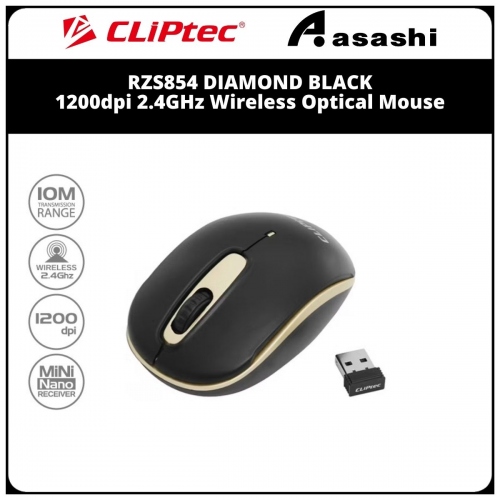 Cliptec RZS854 (Champagne) DIAMOND BLACK 1200dpi 2.4GHz Wireless Optical Mouse (3 month Limited Hardware Warranty)
