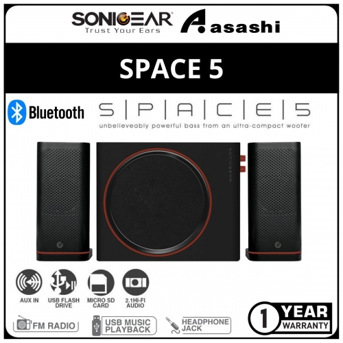 Sonic Gear Space 5 (Maroon) Hi-Fi Bluetooth Speakers with Pure Rich Sound