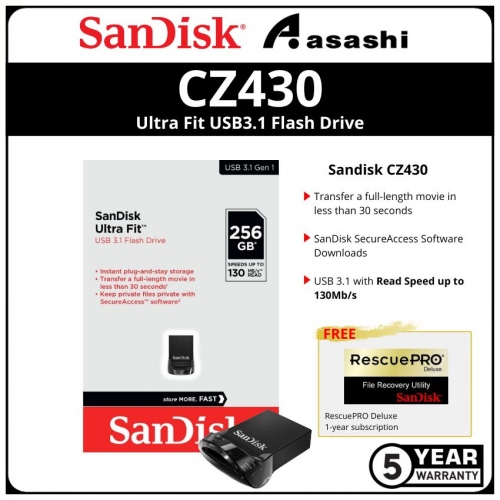 Sandisk CZ430 256GB Ultra Fit Usb3.2 Flash Drive (SDCZ430-256G-GAM46)