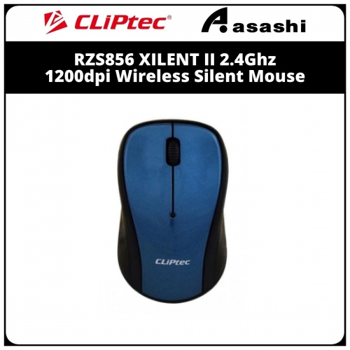 CLiPtec RZS856 (Blue) XILENT II 2.4Ghz 1200dpi Wireless Silent Mouse (6 month Limited Hardware Warranty)