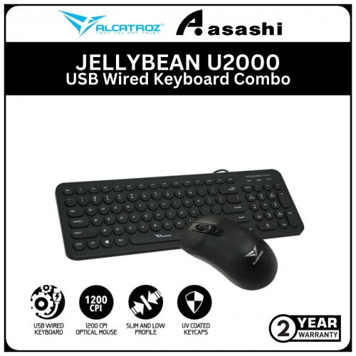 Alcatroz JELLYBEAN U2000-Black USB Wired Keyboard Combo (1 yrs Limited Hardware Warranty)