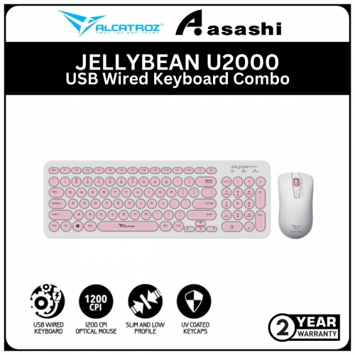 Alcatroz JELLYBEAN U2000-White Peach USB Wired Keyboard Combo (1 yrs Limited Hardware Warranty)